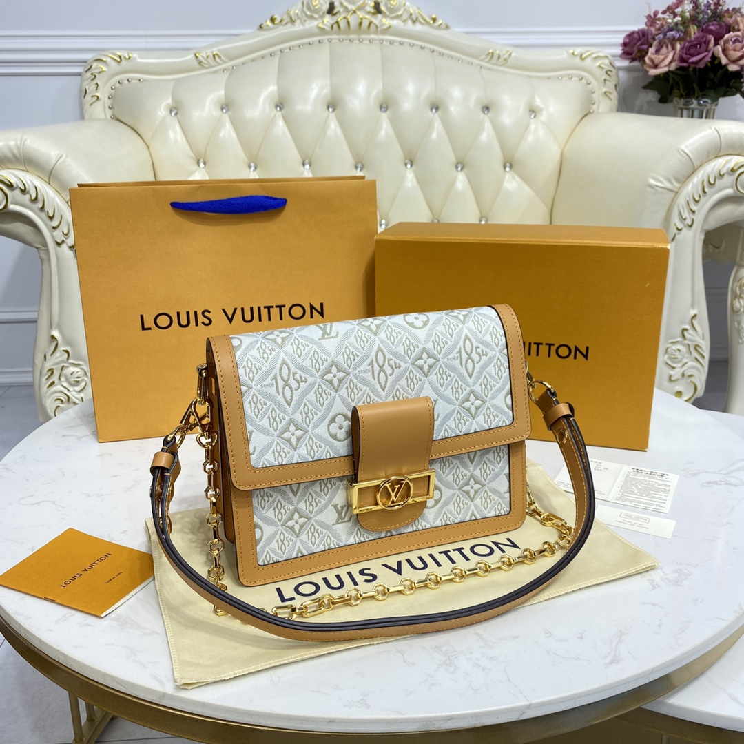 Louis Vuitton SINCE 1854 DAUPHINE MM Handbag M59483 Ecru/Caramel